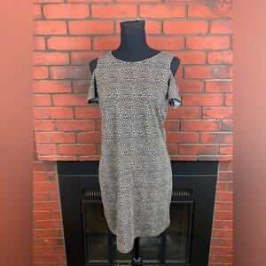 Michael Kors Women’s Cheetah Leopard  T shirt Dress Cut off Shoulder Size S‎